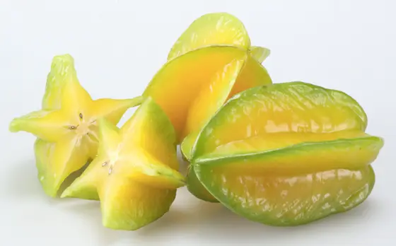 Yellow starfruit, whole and sliced into stars