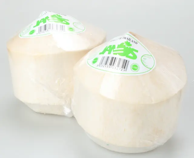 Trimmed young coconuts